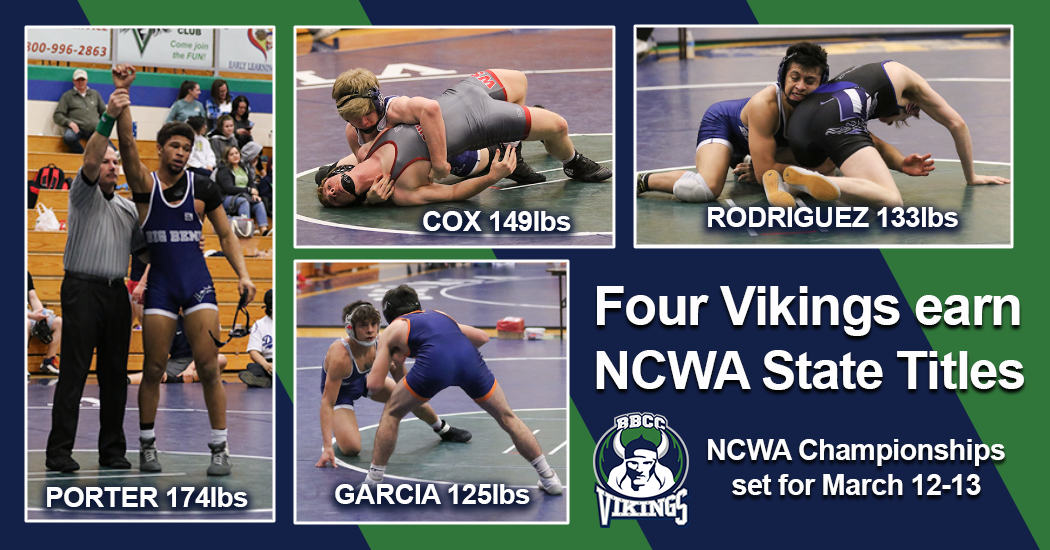 Four Big Bend wrestlers earn gold at NCWA State Championships.